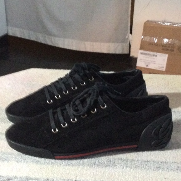Men's Black Suede Sneakers - Picture 4 of 8